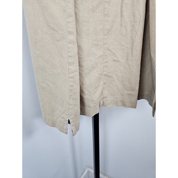 Caran New York Linen Knee Length Short Sleeve Dress - Khaki - SZ 2X - Picture 4 of 9